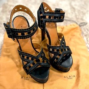 Alaia Black leather high heels size 36.5. New never worn, comes with dust bag.